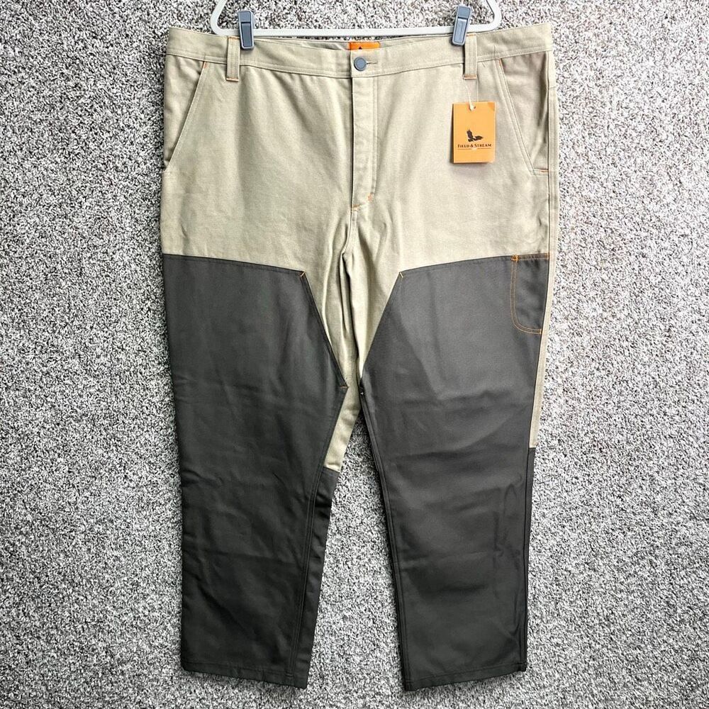 Field & Stream Pants Men's 44x32 Every Hunt Khaki Cotton HydroRepel Hunting Fiel